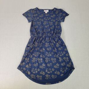 LuLaRoe‎ Navy Blue with Gold Floral Print Blouson Dress Size 4